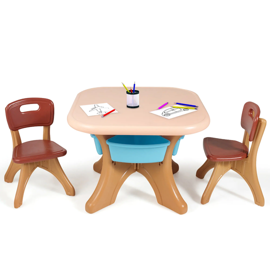 Kids Table and 2 Chair Set Children Activity Art Table Set