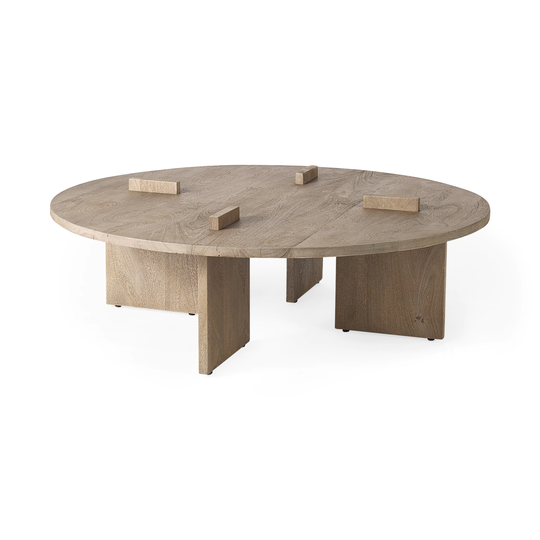 Aida Natural Brown Solid Wood Rectangular Coffee Table
