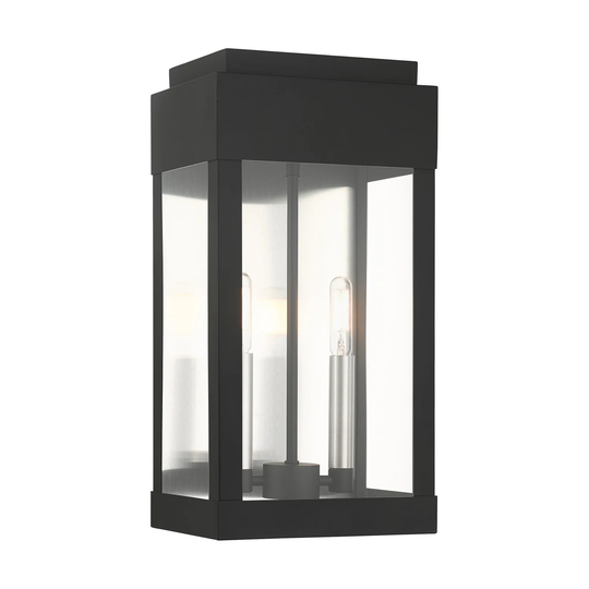 Giuseppe Lighting Two Light Outdoor Wall Lantern York Black - Exact Size
