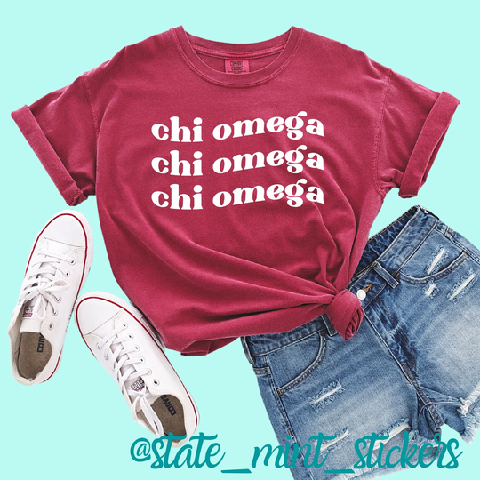Chi Omega Shirt | Comfort Colors Short Sleeve Tee T-Shirt Tshirt Big Little Shirt, Custom Sorority Gift