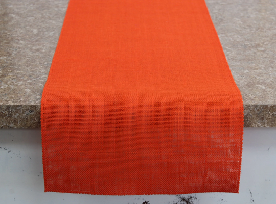 Orange Premium Burlap Table Runner - No Fringe