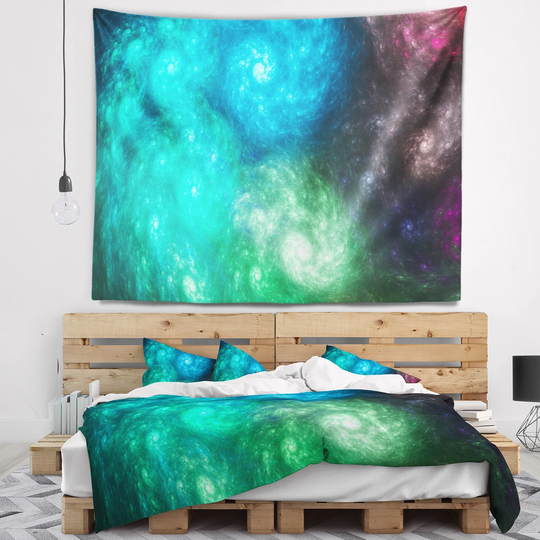 Designart 'Colorful Rotating Fractal Galaxies' Abstract Wall Tapestry