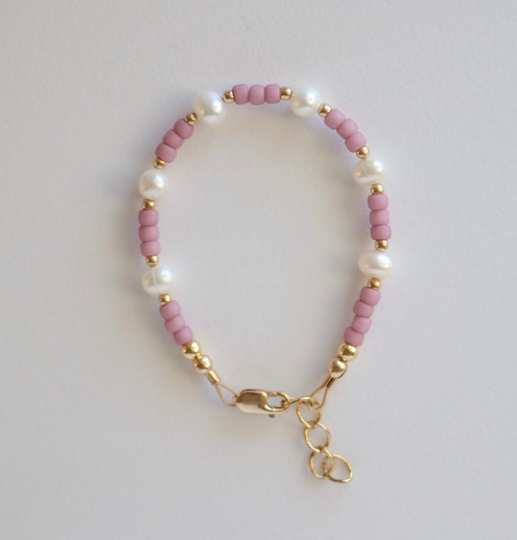 Bracelet - Purple Baby Bracelet Pearl 14K Gold Filled