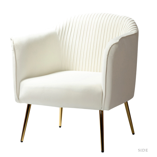 Mid-Century Modern Ruched Back Design Barrel Chair Accent Chairs Velvet Padded Seat Living Room Chair with Flared Arms
