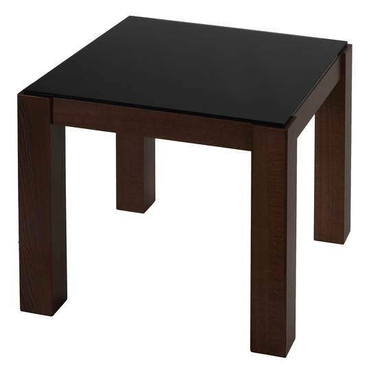 Cortesi Home Rolf Glass Top End Table, Walnut Finish
