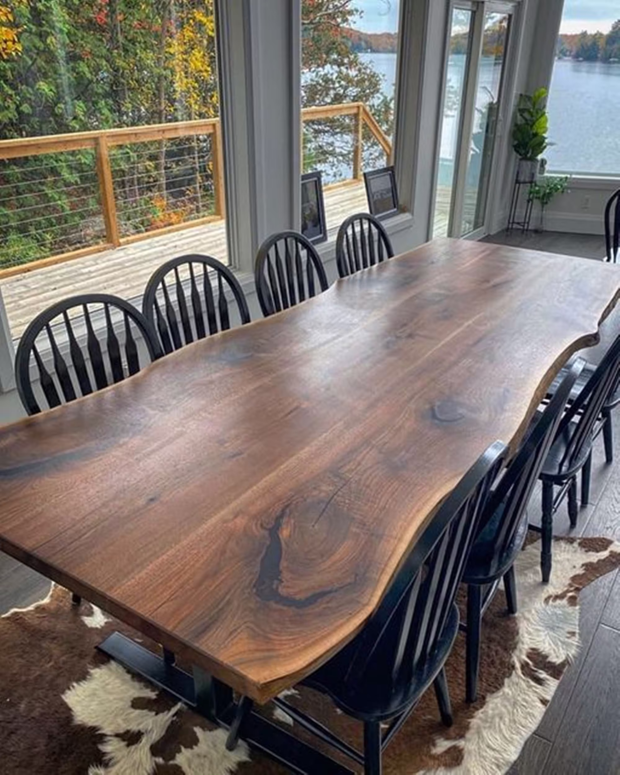 Kitchen Table, Walnut Solid American Black Walnut, Dining Live Edge Table