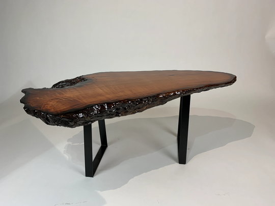 Coffee Table, Live Edge Handcrafted Furniture, Redwood Burl Custom Reclaimed, Sustainable Home Furniture