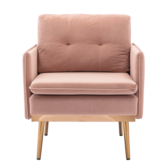 Addie Rose Golden Velvet Lounge Chair, Accent Chair - 34.25" x 28.35" x 30.71"