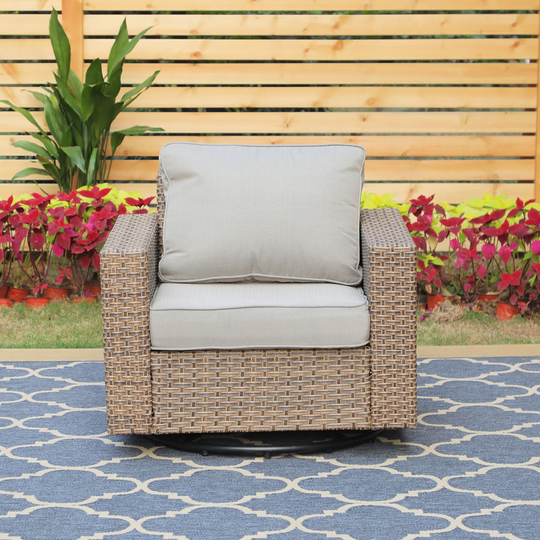 Outdoor Furniture Rattan Wicker Swivel Rocking Club Chair Set with Cushions Set of 2