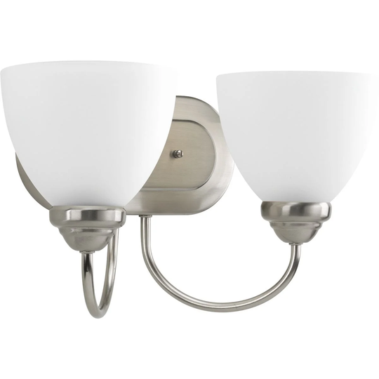 Progress Lighting Silvertone Heart Collection 2-light Brushed Nickel Bath Light