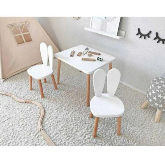 Kids Table & Chair | Wooden Furniture Toddler Set Montessori White