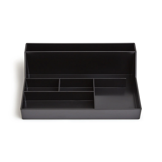 TRU RED 6-Compartment Black Plastic Desktop Organizer - 2.75" x 9.84" x 6.81"