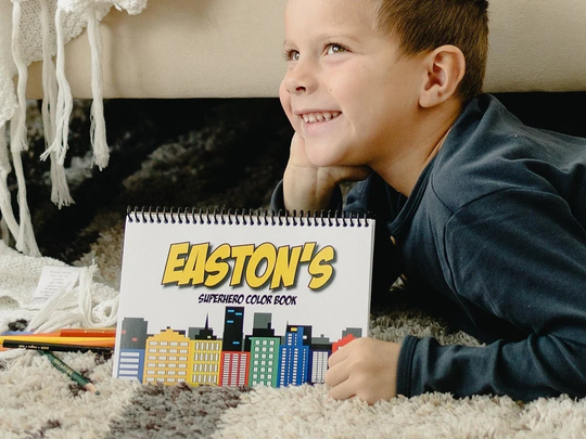 Personalized Travel Size Kids Superhero Coloring Book - Birthday Gift For Boys & Girls, Super Hero Party Colo Favors