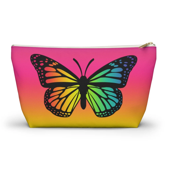 Neon Butterfly Pouch, Cosmetic Bag, Pencil Case