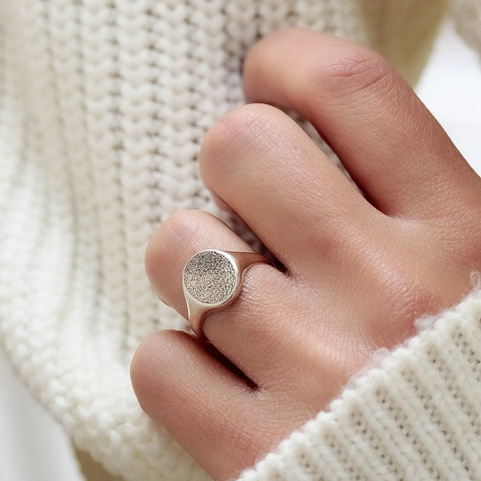 Fingerprint Ring-Fingerprint Jewelry-Actual Ring-Memorial Ring-Gold Signet Ring-Custom Ring