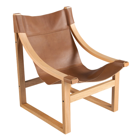 Carbon Loft Logan Top Grain Leather and Solid Wood Sling Accent Chair