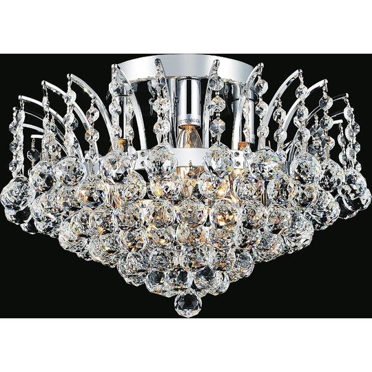 Guisseppe Lighting Five Light Flush Mount Posh Chrome - Exact Size