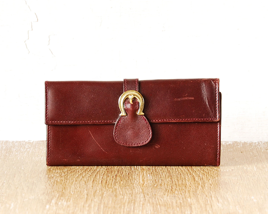 Vintage Etienne Aigner Manicure Case, Bordeaux Leather Holder, Nail Retro Pencil Holder