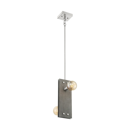 Nova Lighting Two Light Pendant Stella Driftwood / Brushed Nickel Acce - Exact Size