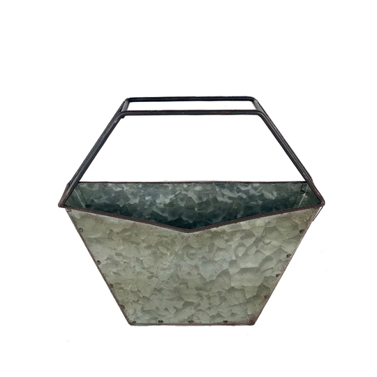 Galvanized Zinc Desktop Planter - 10" W x 3.5" D x 9" H