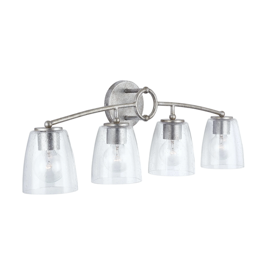 Oran 4-light Antique Silver Bath/ Vanity Fixture w/ Clear Seeded Glass