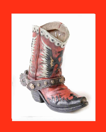 Cowboy Boot Pencil Pen Holder 4H in A Barn With Bucket Art