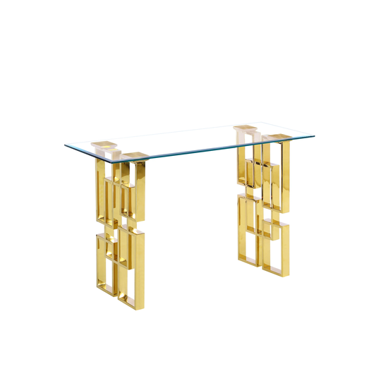 Best Quality Furniture Glass Console Table with Square Stainless Steel Legs