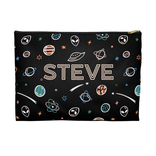 Custom Name Kids Pencil Pen Case, Kids Giftbags, Personalized Pencil Case Pouch, Cute Aliens Outer Space Ufo Gifts From Grandma Toiletry Bag