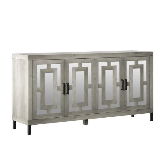Sideboard with Geometric Mirrored Doors