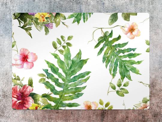 Tropical Garden Chair Mat, Green Splat White Vinyl Floor Exotic Protective Office Decor, Room Rug, Gift Idea