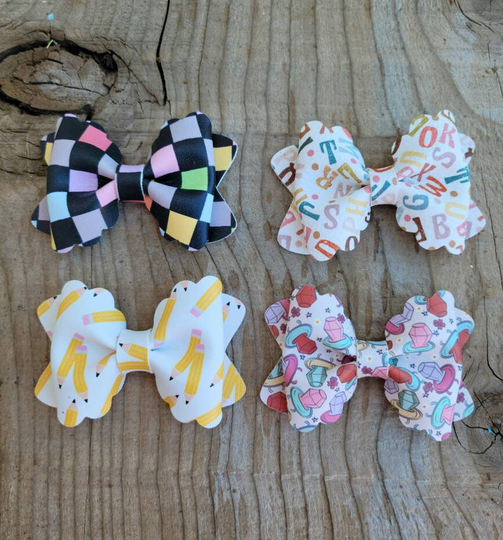 Back To School Hair Bow, Ellie Small Hair Preschool Pencil Crayon Bow