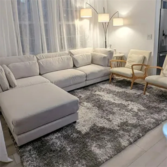 Reversible Sectional Sofa with Ottomans and Comfortable Waist Pillows