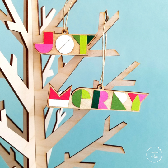 Holiday Ornament Paint Kit, Christmas Craft Diy, Holiday Gift Set, Bold Colorful Wood Ornaments, Tree Decorations, Spirit Decor