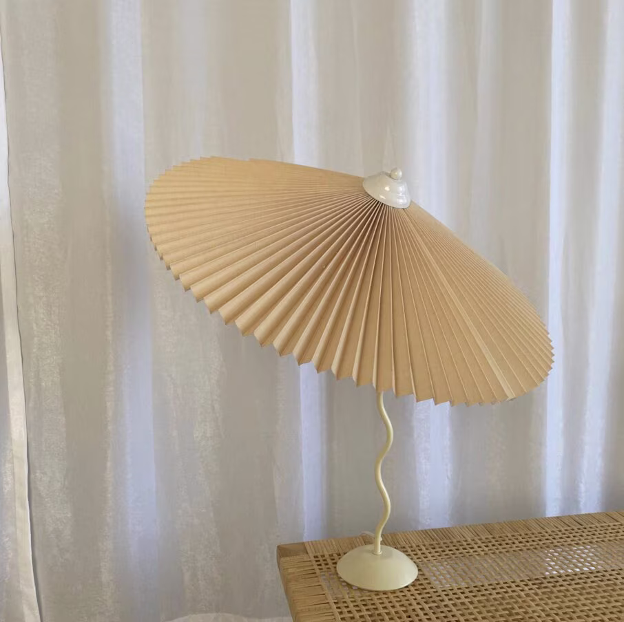 Minimalist Nordic Umbrella Small Table Lamp | Pleated Fold Desk Multicolor Bedside Interior Decor Vintage Inspired