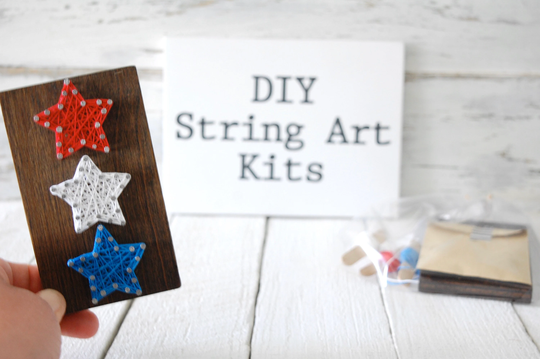 Diy Star Trio String Art Kit, Do It Yourself, Star Sign, Fourth Of July Decor, Diy Craft Kit, Patriotic Tiered Tray Memorial Day