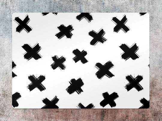 Black Crosses Chair Mat, Vinyl Floor White Protective Cross Splat Flooring, Kids Room Decor