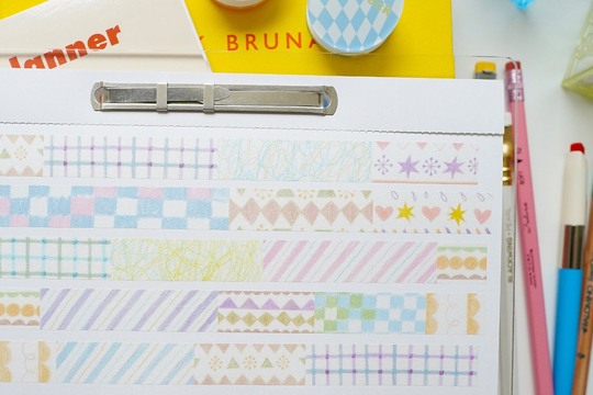 Colored Pencil Doodles Washi Tape, Checkered, Simple Patterns Paper Basic, Masking Tape For Traveler's Notebook, Planner & Journal