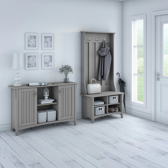 Salinas Entryway Storage Set with Hall Tree, Shoe Bench and Cabinet