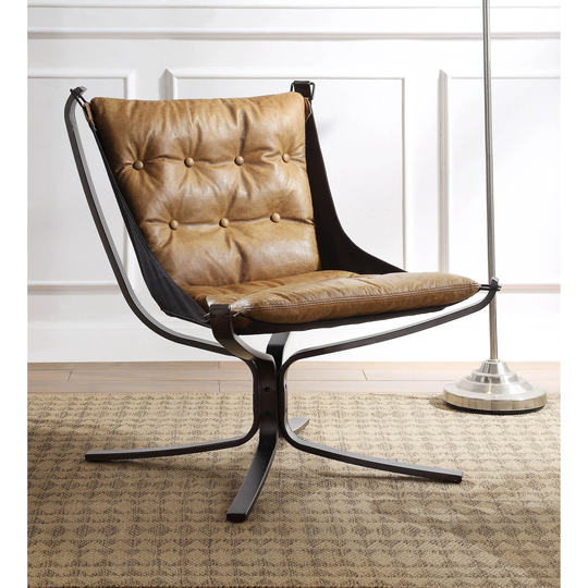 Accent Chair in Coffee Leather,Contemporary Style