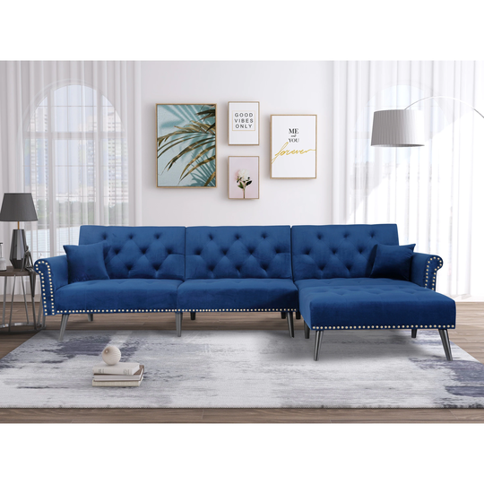 Convertible Sofa bed sleeper BLUE velvet