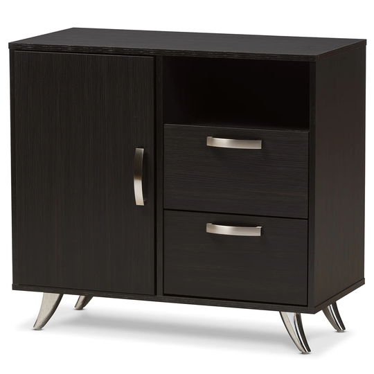 Warwick Modern and Contemporary Espresso Brown Finished Wood Sideboard - 28.66" High x 31.42" Wide x 15.28" Deep