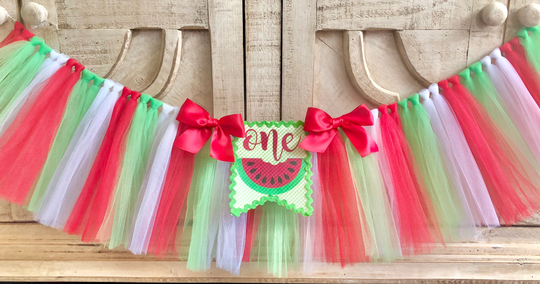 Watermelon Birthday High Chair Tulle Tutu, Can Do Custom Themes, Banner, 1st Cake Smash