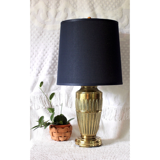 Brass Feather Lamp - Gold Lamp- Table Lamp Brass Light Midcentury Hollywood Regency 1980S Retro -Glam -Brass Gift