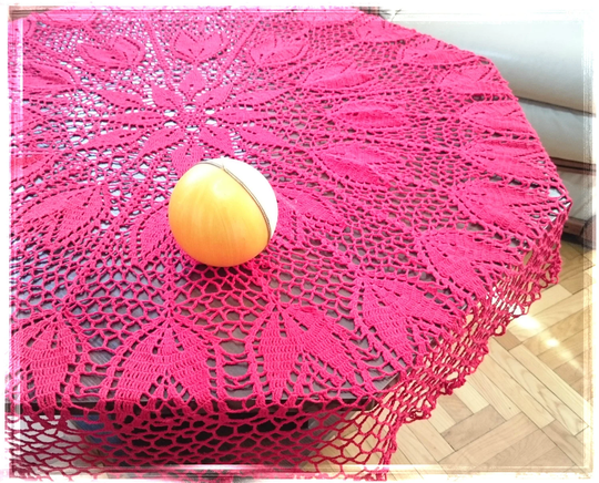 Big Round Tablecloch Crochet Folk Art Table Runner Lace Tulip Flower Napkin Bridal Shower Gift Her Red Rustic Coaster Party Decoration