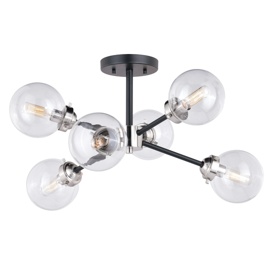 Orbit Nickel and Bronze Sputnik Semi Flush Mount Ceiling Light - 25-in W x 12.25-in H x 25-in D