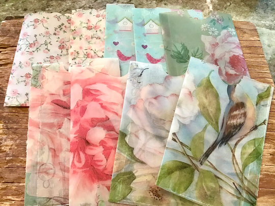 Beautiful Floral Printed Glassine Mini Envelopes Pouches