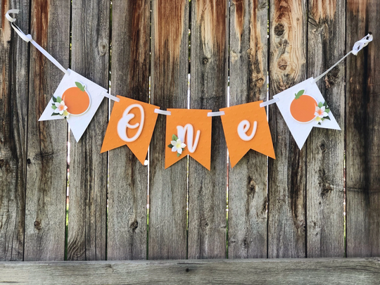 Little Cutie High Chair Banner | 1st Birthday Decor Clementine One Orange First