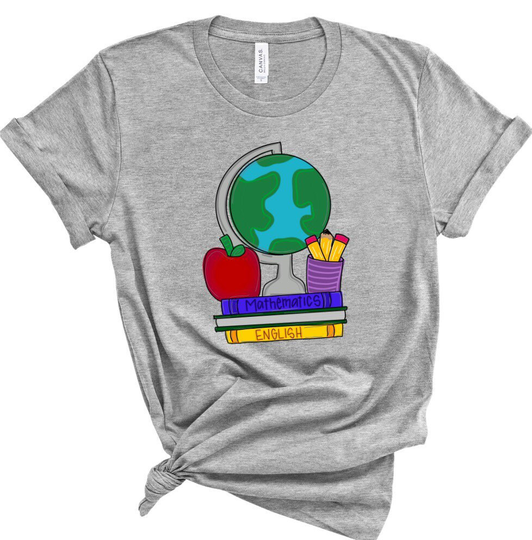 Pencil Apple Globe Transfer -Htv Diy Kids Transfer- Teacher Ready To Press Vinyl - School Supplies