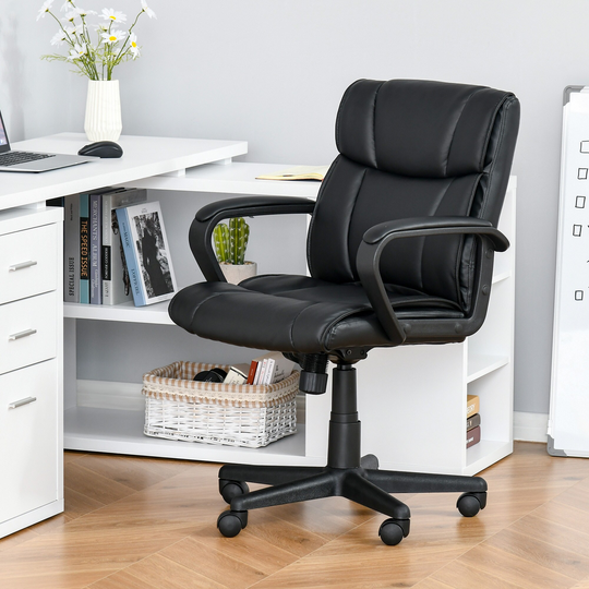 Vinsetto Mid-Back Massaging Office Chair with Adjustable Height, 2-Point Massage, Remote Control, Black