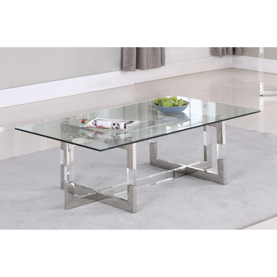 Somette Clear Glass and Acrylic Coffee Table - Cocktail Table